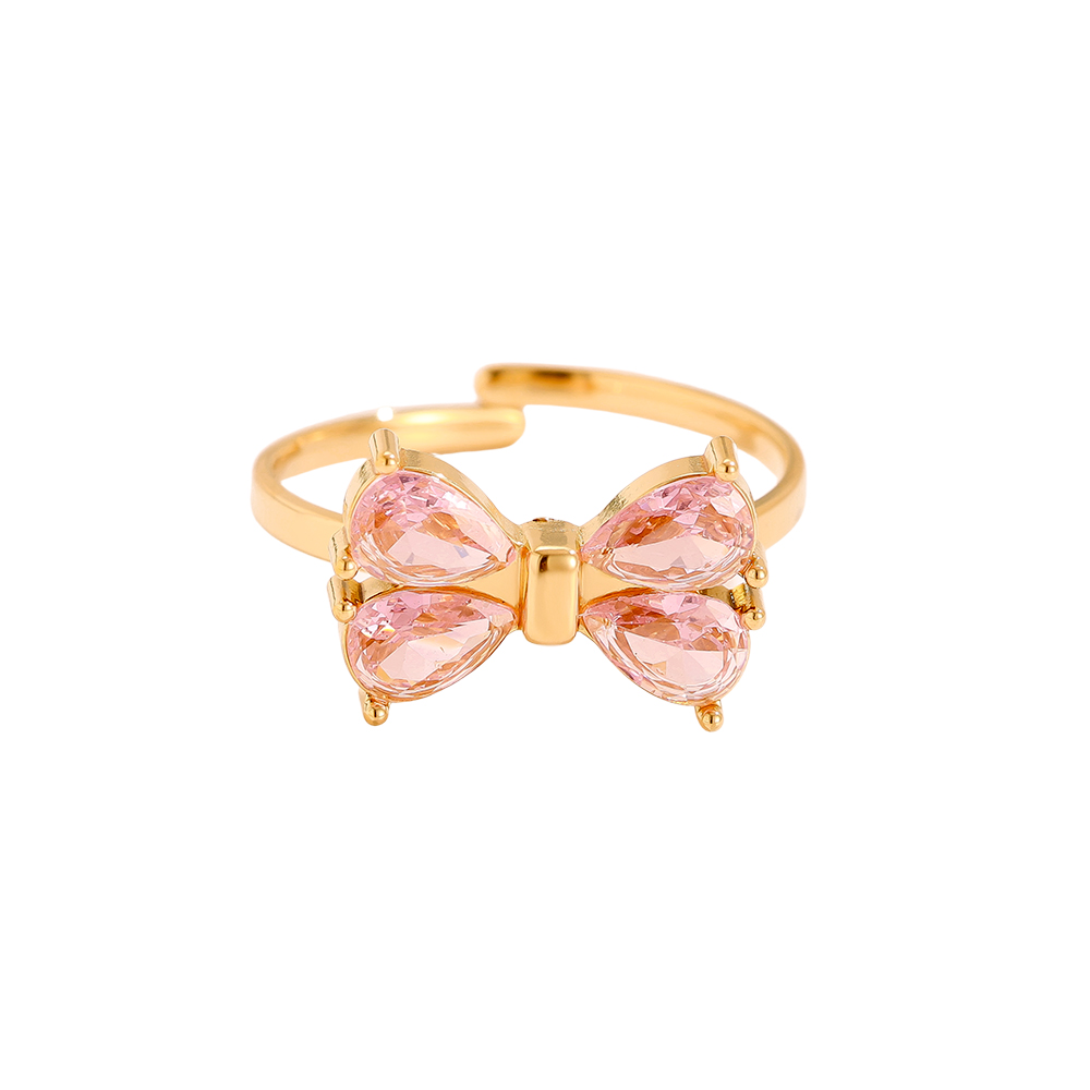 Anel Ajustável Laço Rosa