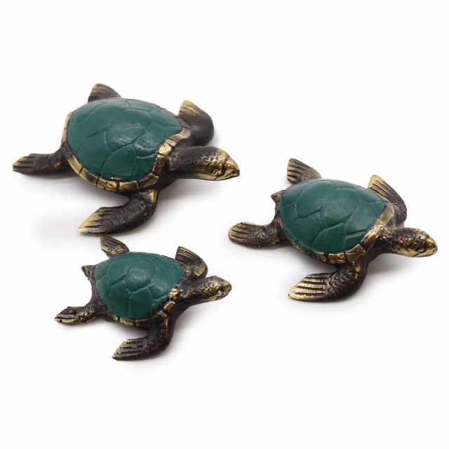 Tartarugas Marinhas em Latão — Conjunto de 3
