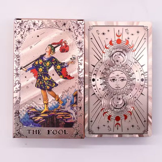 Cartas de Tarot Fases Lunares com Folha de Ouro Rosa