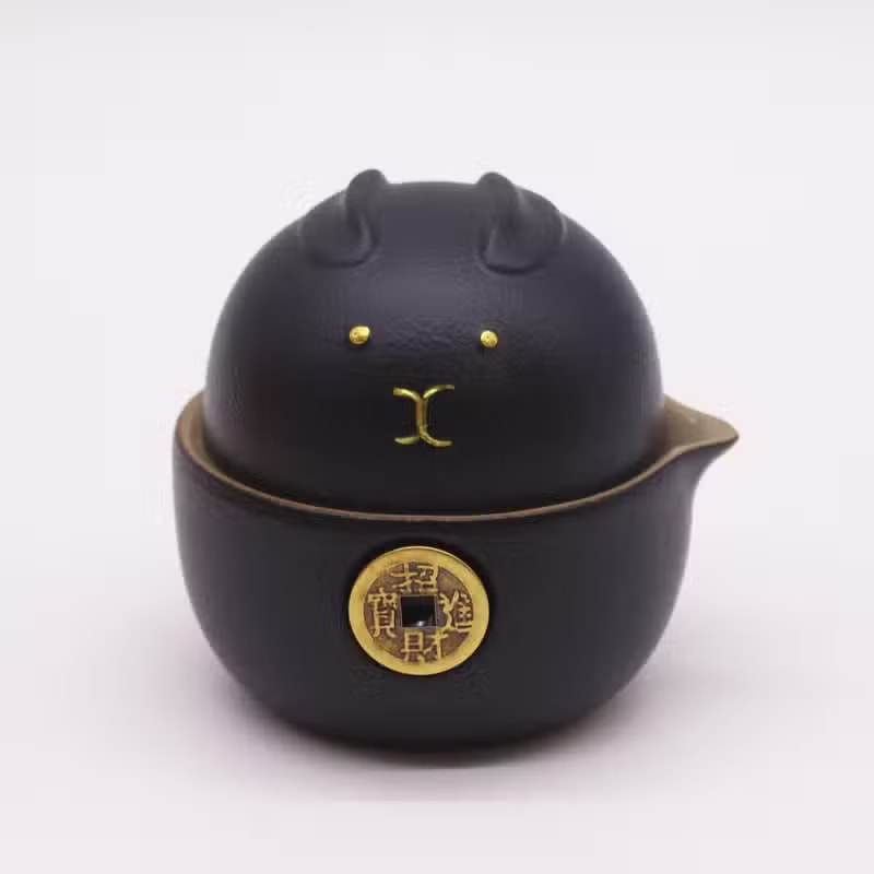 Conjunto de Chá Gato da Sorte — Preto - Image 2