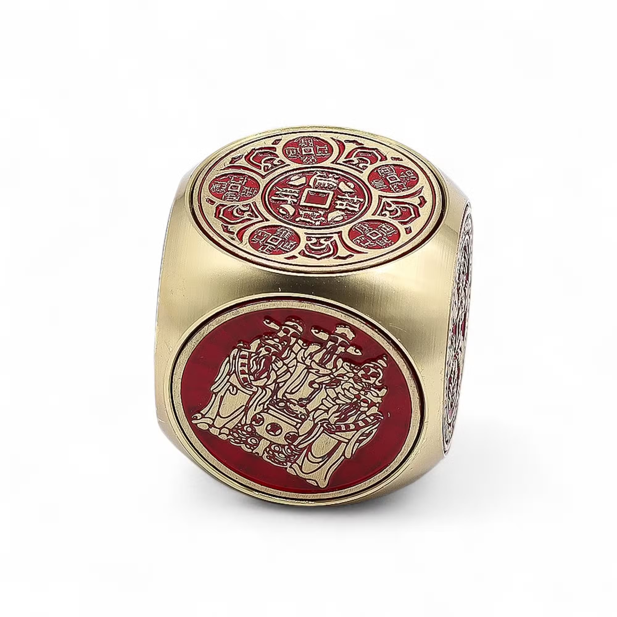 Dado Feng Shui da Prosperidade — Vermelho & Latão
