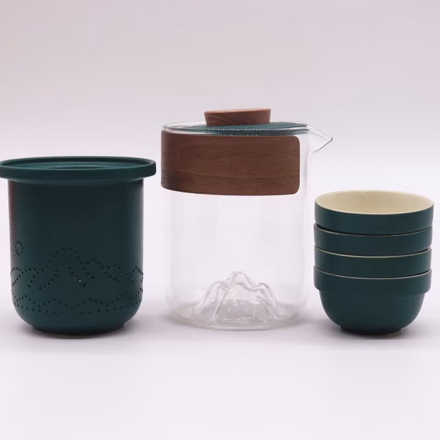 Conjunto de Chá Montanha para Viagem — Bule + 4 Chávenas