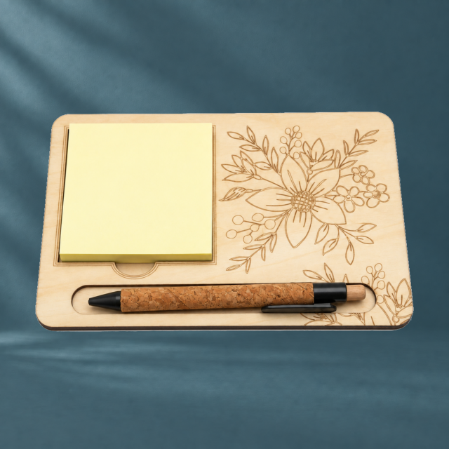 Suporte de Secretária para Notas e Caneta — Floral