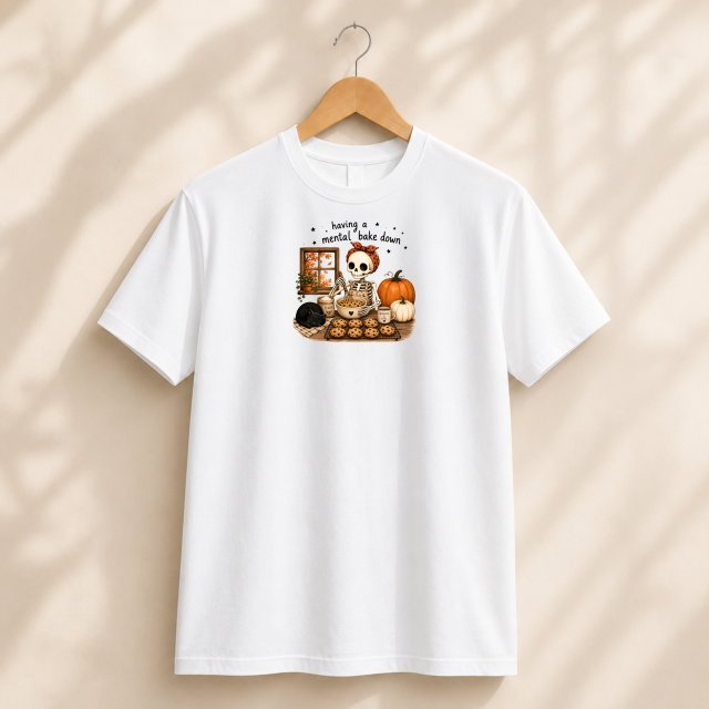 T-shirt Branca — Having a Mental Bake Down